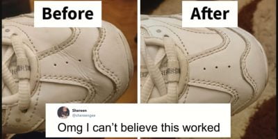 Genius woman finds out the secret to remove the annoying shoe creases. Genius woman finds out the secret to remove the annoying shoe creases.