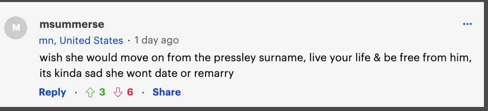 A person comments about Priscilla Presley's appearance | Source: Www.dailymail.co.uk