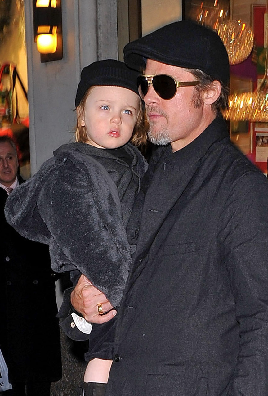 Brad Pitt and Vivienne Jolie-Pitt on December 4, 2010, in New York City. | Source: Getty Images