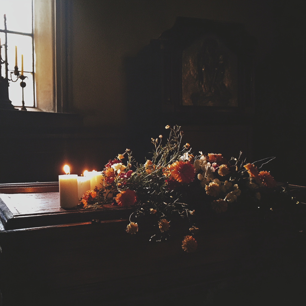 A closed casket at a funeral | Source: Midjourney